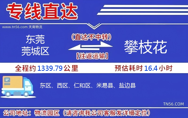 東莞莞城區到攀枝花物流公司 東莞莞城區到攀枝花物流公司