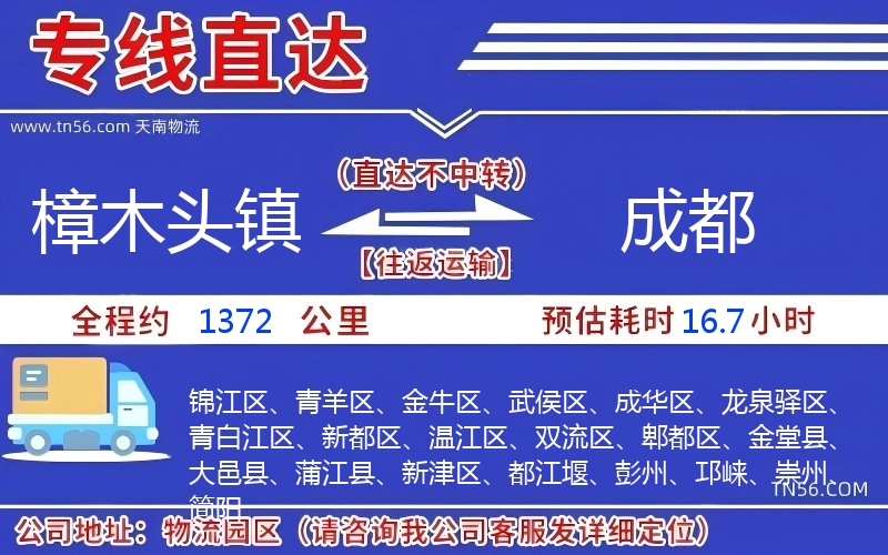 樟木頭鎮到成都物流公司