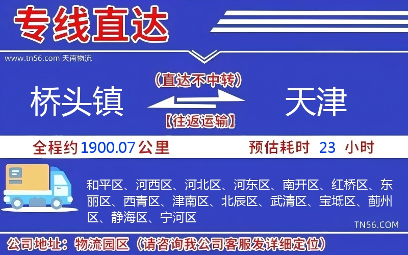 橋頭鎮到天津物流公司 橋頭鎮到天津物流公司