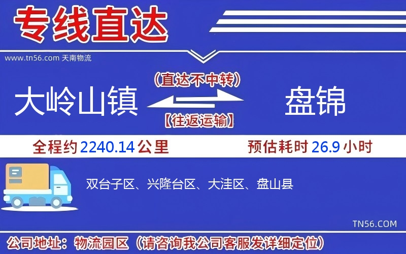 大嶺山鎮到盤錦物流公司