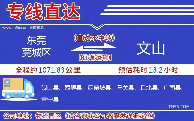 東莞莞城區(qū)到文山物流公司